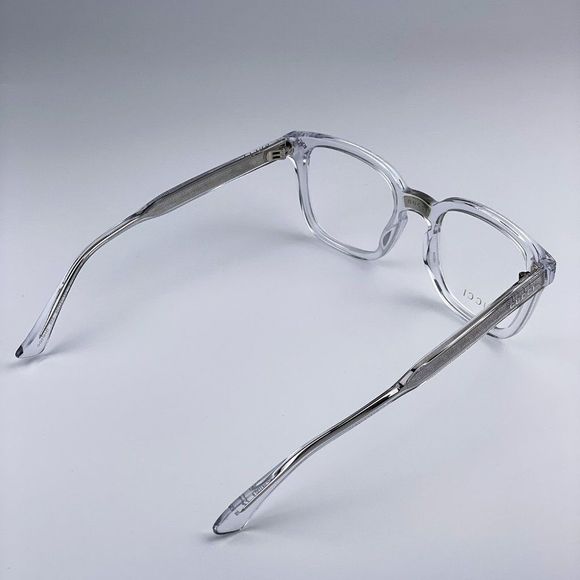 Gucci GG0184O 012 BRAND NEW Eyeglasses Crystal Clear Silver Square Unisex - Picture 11 of 12